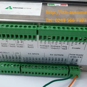 Đầu cân băng tải Pavone MC353 Profinet – Giải pháp tối ưu cho Siemens S7-1200 và S7-1500 4 Mặt sau đầu cân băng tải Pavone MC353 với các cổng load cell, encoder, RS485 và I/O