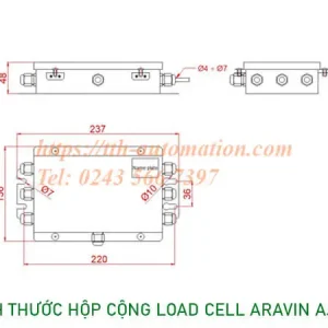 Hộp cộng Load Cell Aravin AJ-6P – Junction Box cho cân bồn và hệ thống phối liệu 2 Hộp cộng Load Cell Aravin AJ-6P kích thước chi tiết