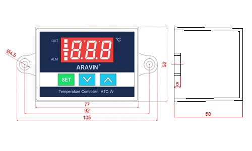 Mặt trước bộ điều khiển nhiệt độ ATC-W2002C chính hãng TTH Automation