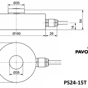 Load Cell 15 Tấn Pavone PS24 – Cảm Biến Trọng Lượng Dạng Nén 1 ps24-15t kích thước load cell