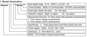 Chon ma D311 dong ho do cong suat