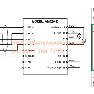 Bộ khuếch đại Load Cell Aravin AM02A-D | vỏ cài ray lắp tủ điện 6 bộ khuếch đại load cell Aravin AM02A-D sơ đồ chi tiết