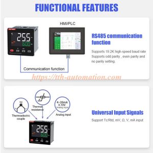 Bộ điều khiển nhiệt độ TP – PID công nghiệp, Modbus-RTU RS485, gia nhiệt/làm mát 3 Kết nối truyền thông rs485 bộ điều khiển nhiệt TP Toky